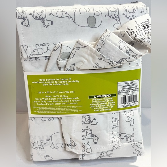 Circo Woven Baby Girl Boy Fitted Crib Sheet Gray Animals Safari 100% Cotton NEW - Picture 3 of 3